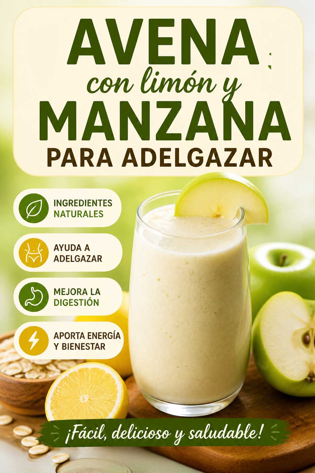 Avena con limón y manzana para adelgazar