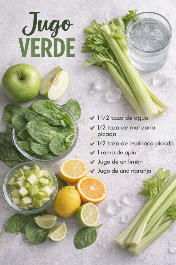 Jugo Verde Detox de Manzana y Espinaca | Receta Fácil y Saludable para Energía Diaria